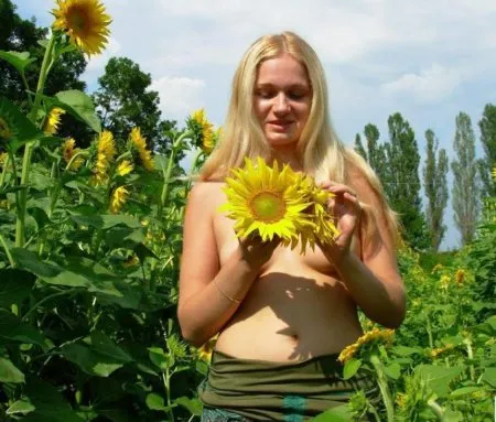 Як хлопець фоткав свою білявку голяка в соняшниках